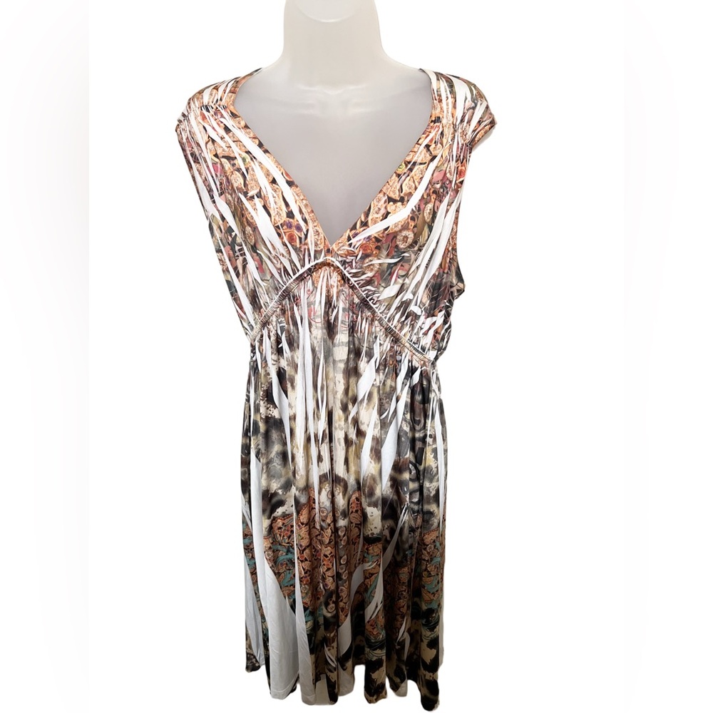 Y2K Unity World Wear Dress Xl Empire V Neck Artsy Fairy Boho V Neck Cap Sleeve